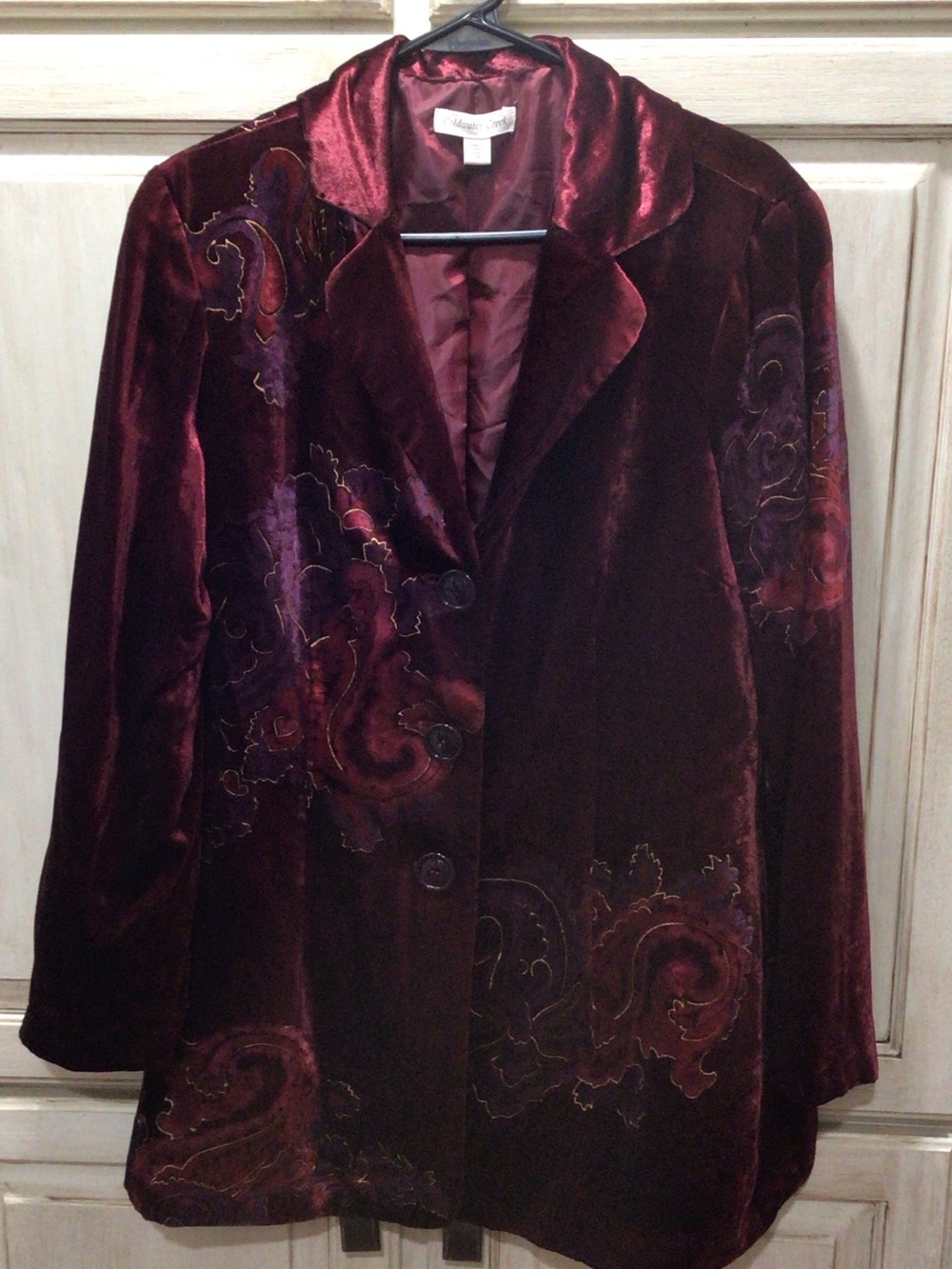 Coldwater Creek Velvet Blazer Jacket - Burgundy with Plum Accents